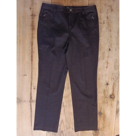 Lauren Ralph Lauren Brown Chino Pants Womens Petite 10P Zipper Pocket LRL NWOT - Picture 1 of 5